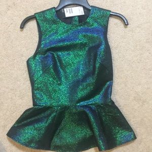 🧜‍♀️🧜‍♀️🧜‍♀️Green Chrome Peplum Top